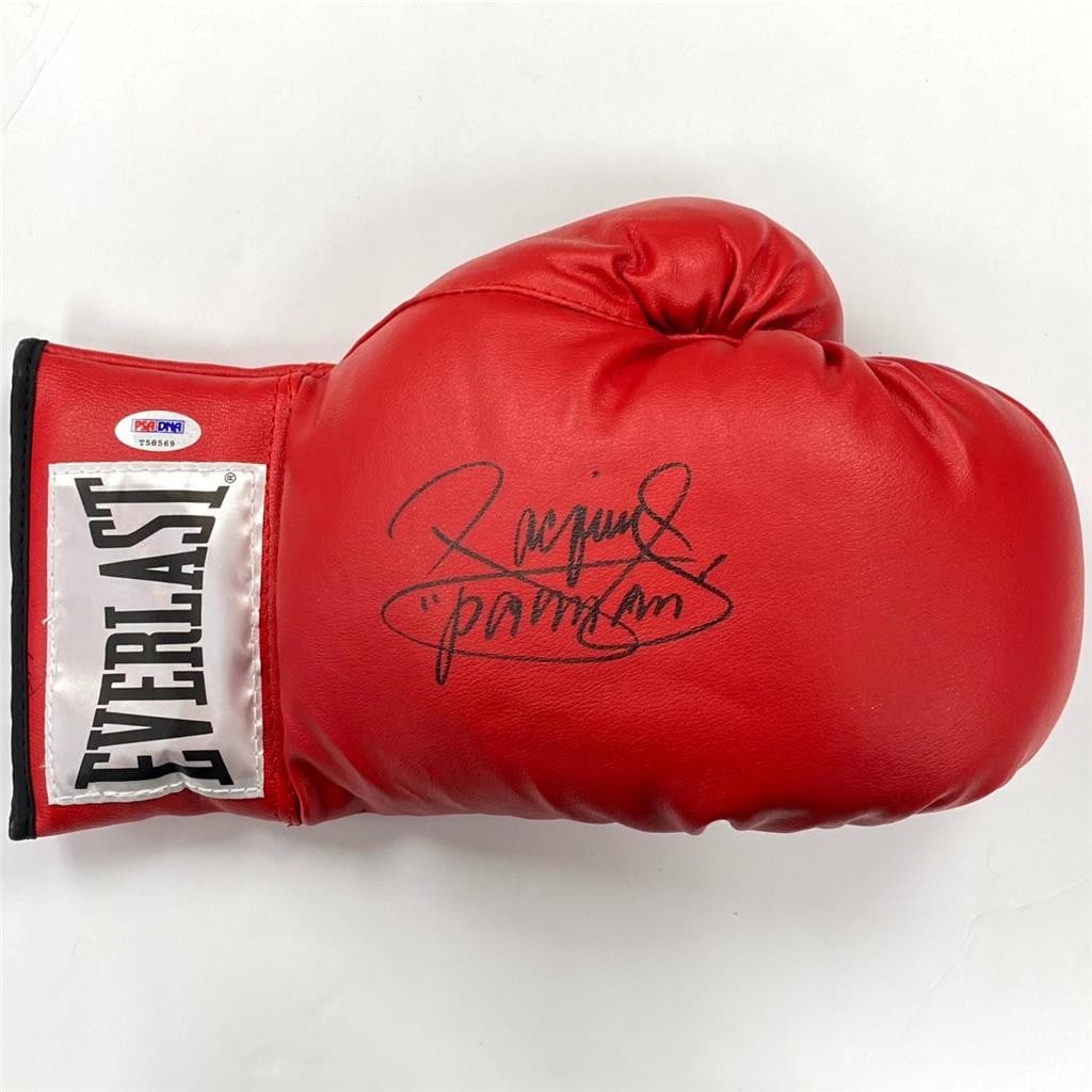 Manny Pacquiao autographed Red Everlast boxing glove PSA: Manny Pacquiao autographed Red Everlast boxing glove PSA This red Everlast boxing glove is signed by Manny Pacquiao, also known as "Pacman." The autograph has been authenticated by Professional