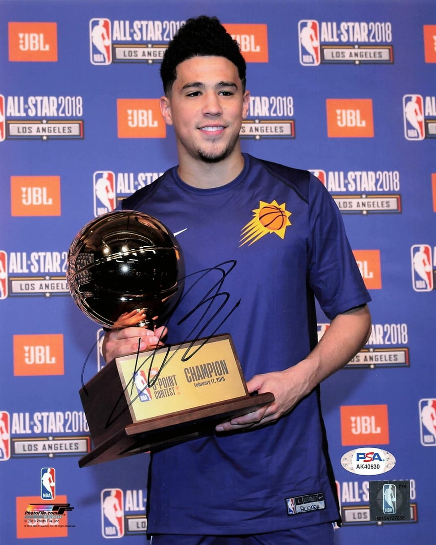 Devin Booker Autographed 8x10 Photo PSA/DNA Phoenix Suns: Devin Booker Autographed 8x10 Photo PSA/DNA Phoenix Suns Capture a piece of NBA history with this professionally printed 8x10 photograph signed by Devin Booker, star player of the Phoenix Suns. The au