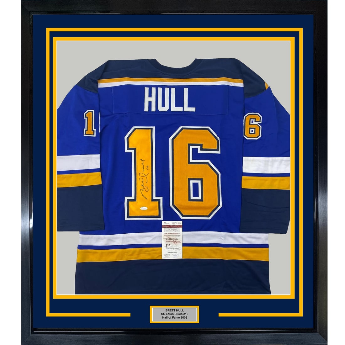 Framed Brett Hull Signed Jersey with JSA COA 33x42 St. Louis Blues (1 of 2)