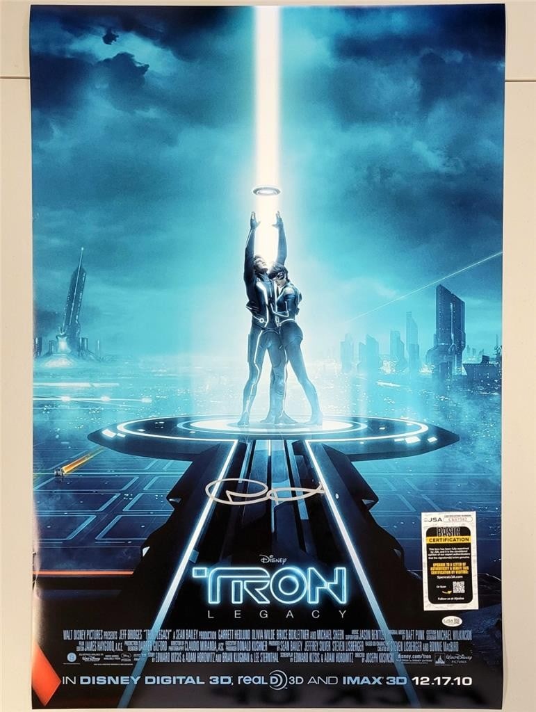 Tron Legacy 27x40 Poster Signed by Joseph Kosinski JSA Authenticated: Tron Legacy 27x40 Poster Signed by Joseph Kosinski JSA Authenticated This is an original 27x40 inch movie poster from Tron Legacy, autographed by Joseph Kosinski. The autograph is authenticated by Jam