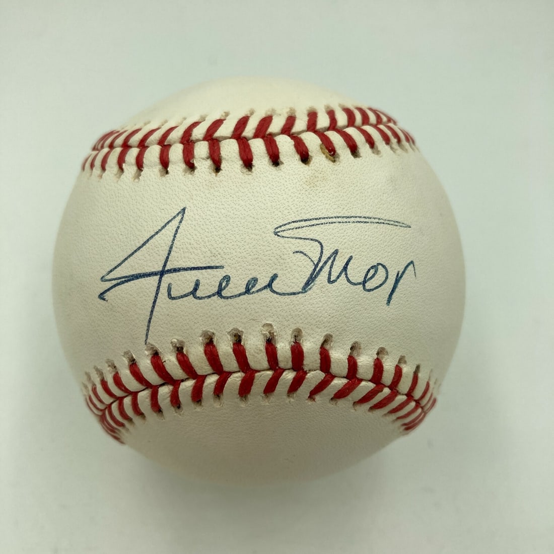 Willie Mays Autographed National League Baseball With JSA Certificate: Willie Mays Autographed National League Baseball With JSA Certificate This is an original National League baseball autographed by Willie Mays. The signature has been authenticated by James Spence Auth