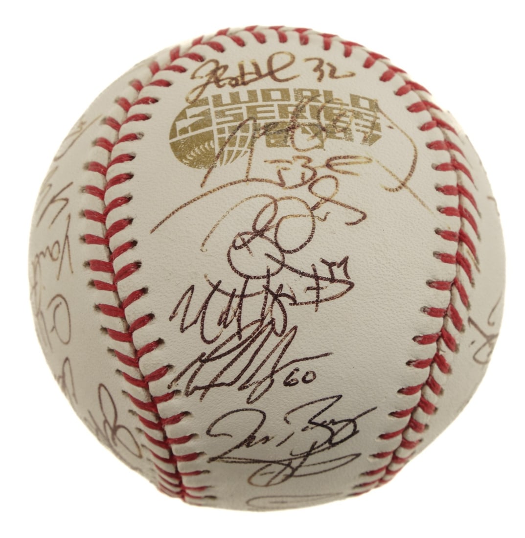 2007 Colorado Rockies World Series baseball 29-signature JSA LOA: 2007 Colorado Rockies World Series baseball 29-signature JSA LOA This official 2007 World Series baseball, featuring the Selig commissioner's stamp, is signed in black ink by 29 members of the 2007 Na