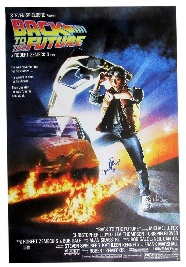 Michael J Fox Signed 24x36 Back to the Future Poster BAS Beckett (1 of 3)