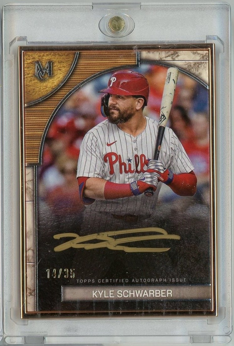 Kyle Schwarber signed 2025 Topps Museum Collection card FMAKS /35: Kyle Schwarber signed 2025 Topps Museum Collection card FMAKS /35 2025 Topps Museum Collection Kyle Schwarber #FMAKS sports trading card featuring an autograph and numbered /35. This pre-owned basebal