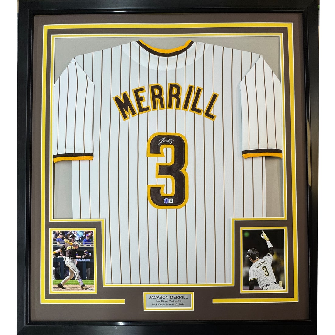 Framed Jackson Merrill Autographed Jersey San Diego Padres Beckett COA 35x39 (1 of 2)