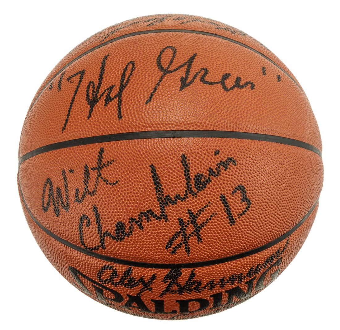 Spalding NBA ball 1966 1967 76ers autographed by 11 JSA COA (1 of 6)