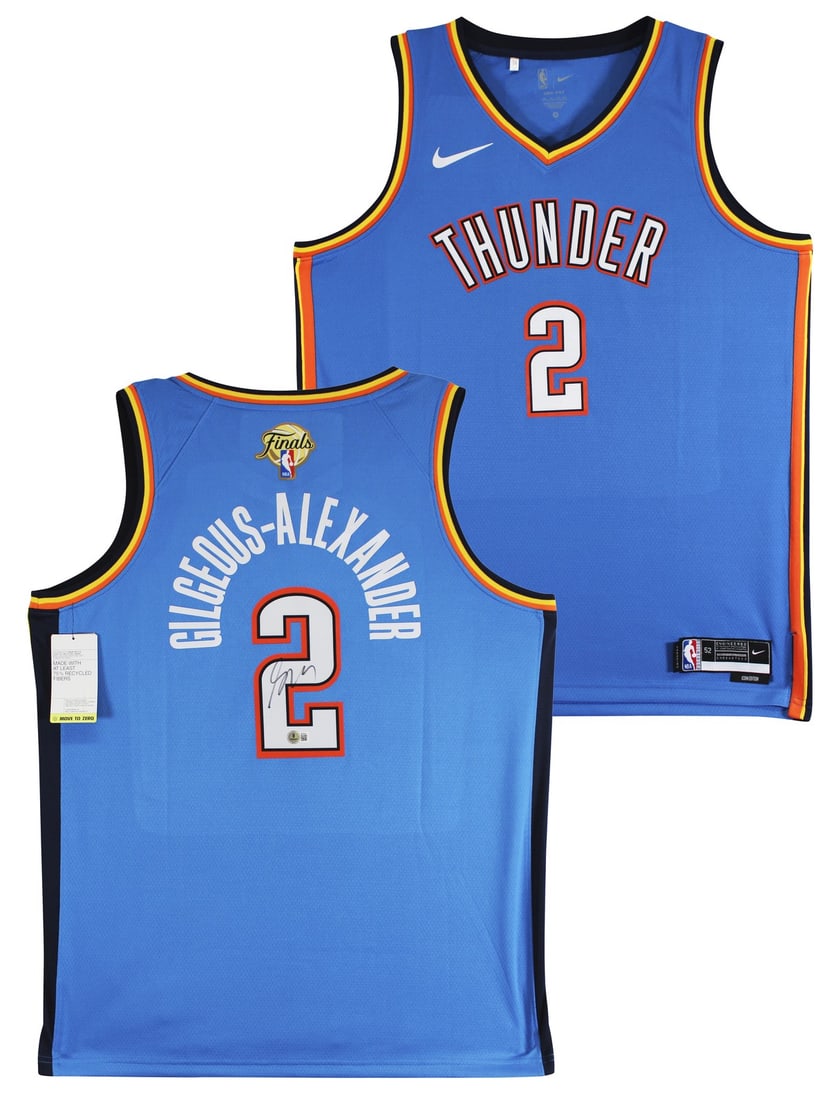 Shai Gilgeous-Alexander Signed Blue Finals Edition Jersey Beckett Authenticated: Shai Gilgeous-Alexander Signed Blue Finals Edition Jersey Beckett Authenticated This authentic blue Nike Icon NBA Finals Edition Swingman jersey features the signature of Shai Gilgeous-Alexander, the 