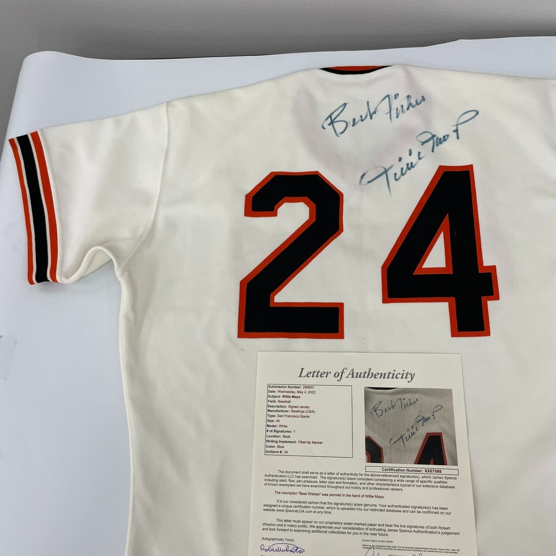 Willie Mays Signed 1980's San Francisco Giants Jersey JSA Authenticated (1 of 8)