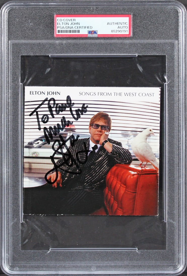 PSA Slabbed Elton John Signed Songs From The West Coast CD Booklet (1 of 2)