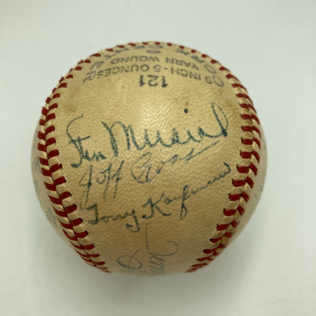1946 St. Louis Cardinals Team Signed Baseball with JSA COA: 1946 St. Louis Cardinals Team Signed Baseball with JSA COA Celebrate the historic 1946 World Series Champions with this St. Louis Cardinals team-signed baseball, featuring a total of 17 signatures fro