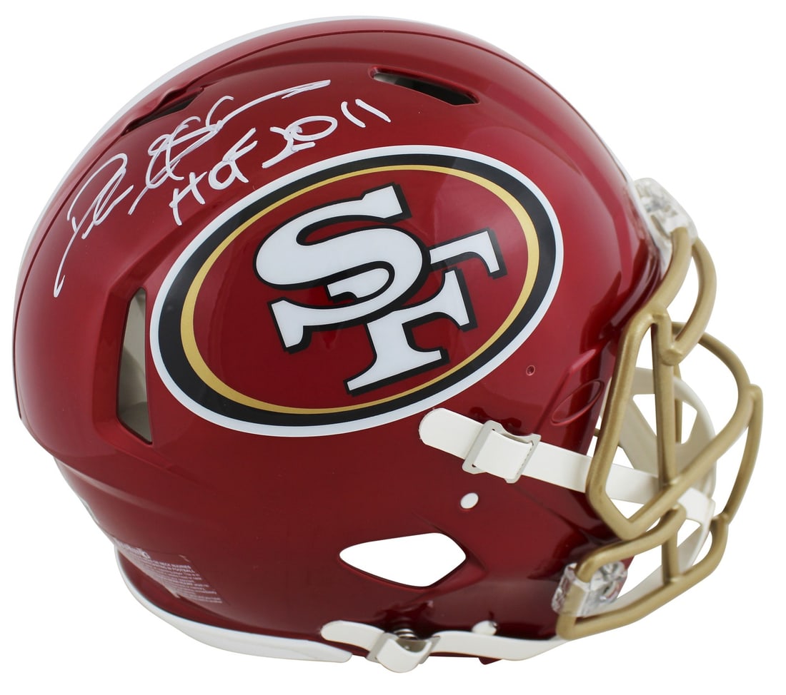 Deion Sanders Signed 49ers Flash Helmet HOF 2011 Beckett Authenticated: Deion Sanders Signed 49ers Flash Helmet HOF 2011 Beckett Authenticated This authentic, full-size Speed Proline helmet features an alternate Flash design and is personally signed by Deion Sanders, a re