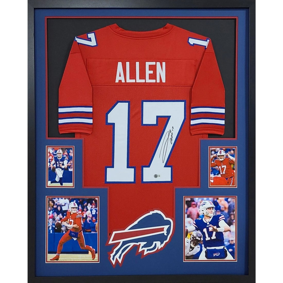 Josh Allen Signed Framed Jersey Beckett Authenticated Buffalo Bills: Josh Allen Signed Framed Jersey Beckett Authenticated Buffalo Bills This is a beautifully framed autographed jersey of Josh Allen, the star quarterback for the Buffalo Bills. Authenticated by Beckett,