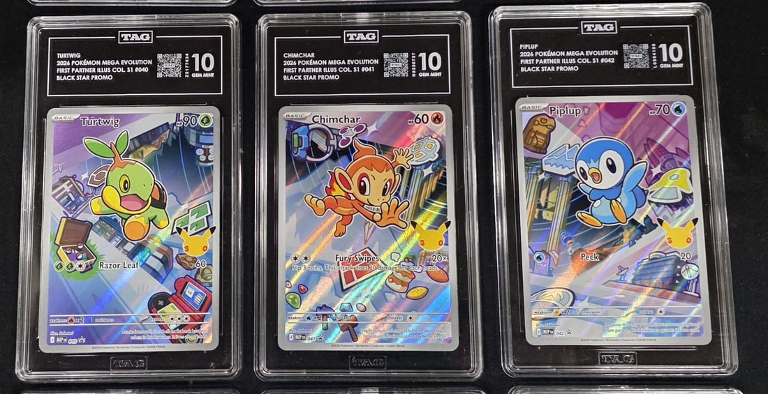 TAG 10 Holo Pokemon First Partner Promo Trio Turtwig Chimchar Piplup (1 of 2)