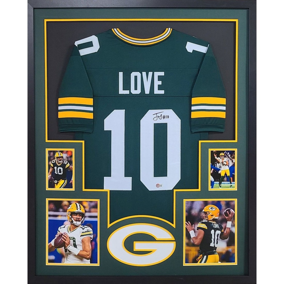 Jordan Love Signed Framed Jersey Beckett Authenticated Green Bay Packers: Jordan Love Signed Framed Jersey Beckett Authenticated Green Bay Packers This is an autographed framed jersey of Jordan Love, featuring the Green Bay Packers logo. Authenticated by Beckett, a leader i