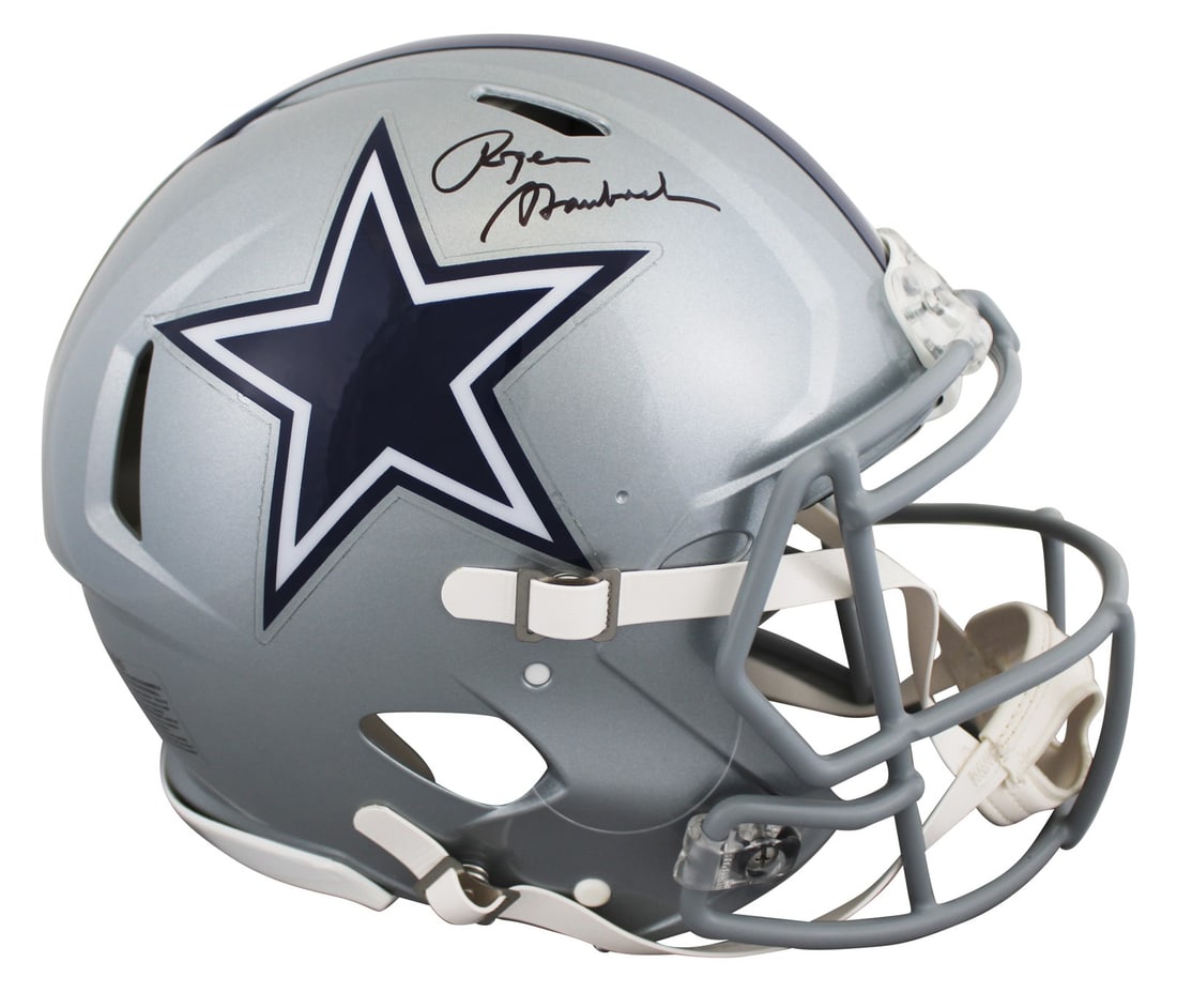 Roger Staubach Signed Dallas Cowboys Full Size Helmet BAS Authenticated: Roger Staubach Signed Dallas Cowboys Full Size Helmet BAS Authenticated This authentic full-size Speed Proline helmet has been personally signed by legendary Dallas Cowboys quarterback Roger Staubach.