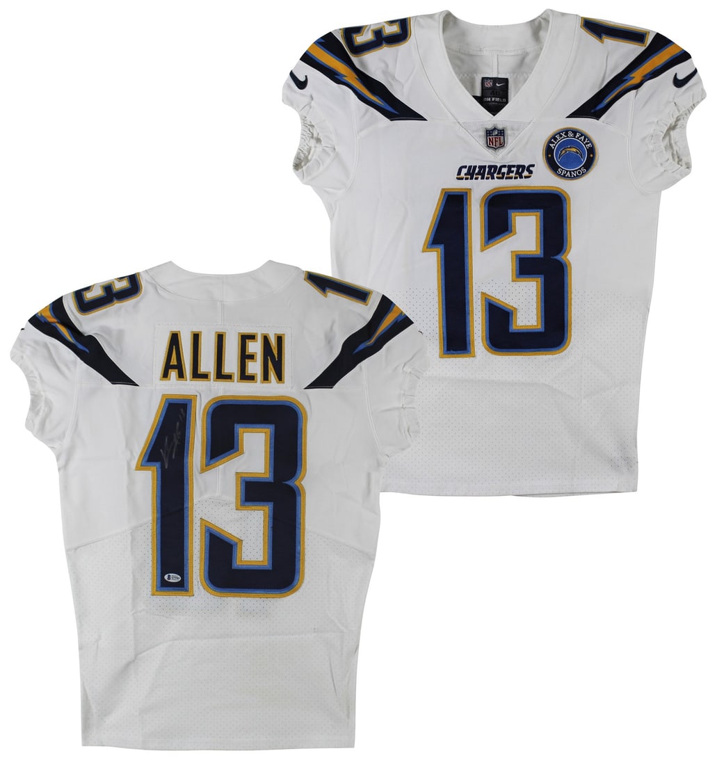 Keenan Allen Signed Game Used White Nike Jersey COA Beckett: Keenan Allen Signed Game Used White Nike Jersey COA Beckett Celebrate your passion for football with this authentic Los Angeles Chargers game-used jersey, personally signed by star receiver Keenan All