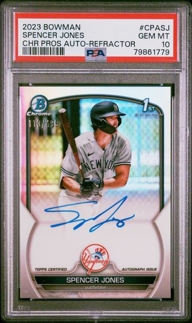 PSA 10 Spencer Jones 2023 Bowman Chrome 1st Auto Refractor /499 (1 of 2)
