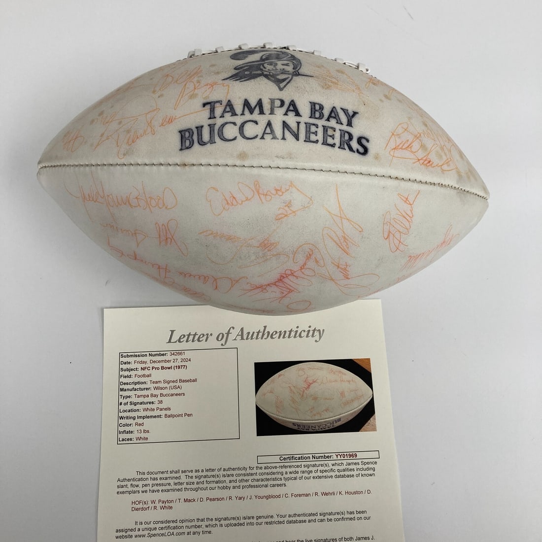 Walter Payton 1977 Pro Bowl Team Signed Football JSA COA 38 Signatures (1 of 13)