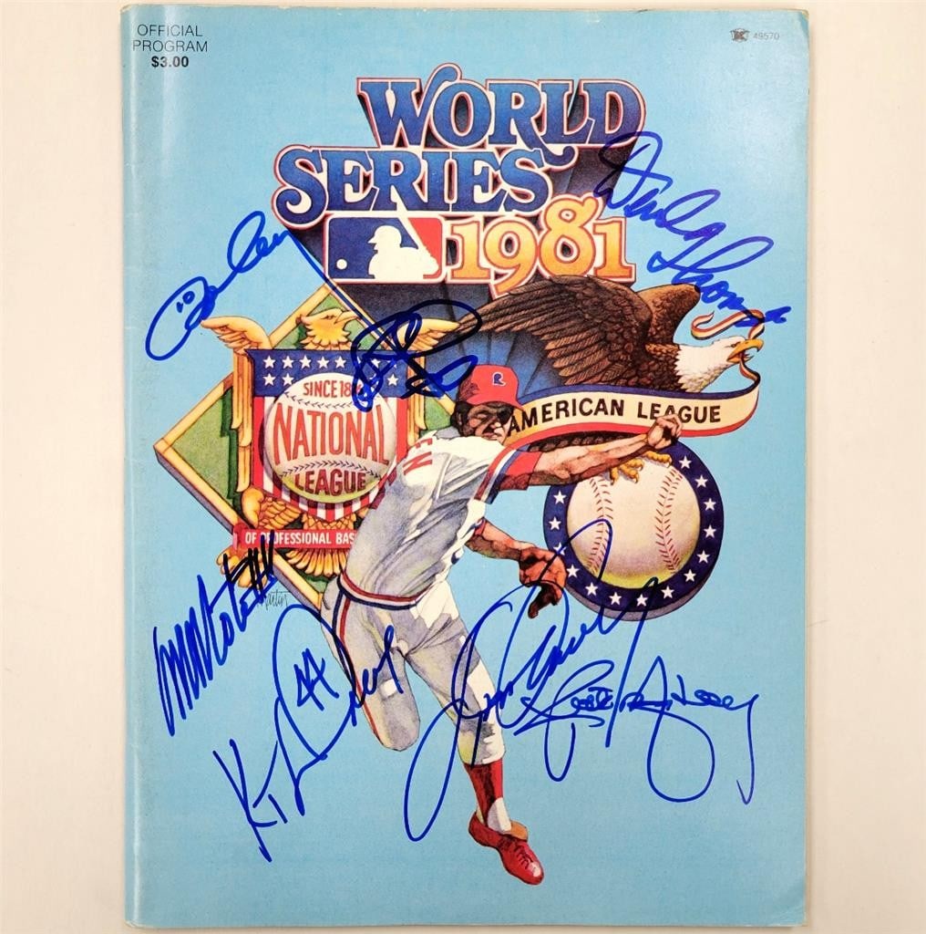 Dodgers 1981 World Series Program Eight Autographs Beckett Authenticated (1 of 6)