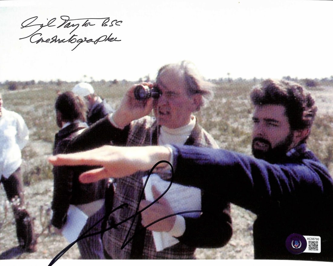 Signed Star Wars 8x10 Photo George Lucas Gil Taylor Beckett: Signed Star Wars 8x10 Photo George Lucas Gil Taylor Beckett This is an original 8x10 photograph from the filming of Star Wars: A New Hope, signed by both George Lucas, the creator and director of the 