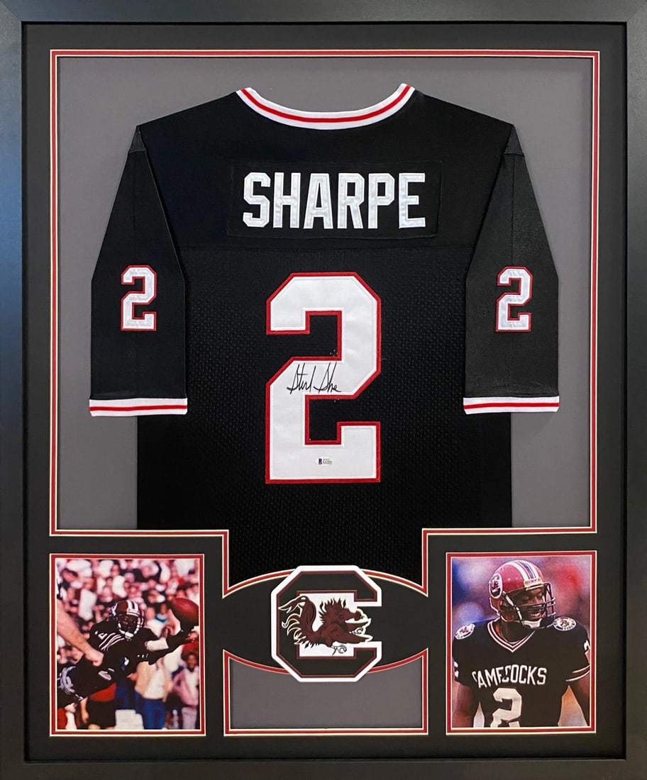 Beckett Authenticated Framed Sterling Sharpe Signed South Carolina Jersey (1 of 2)