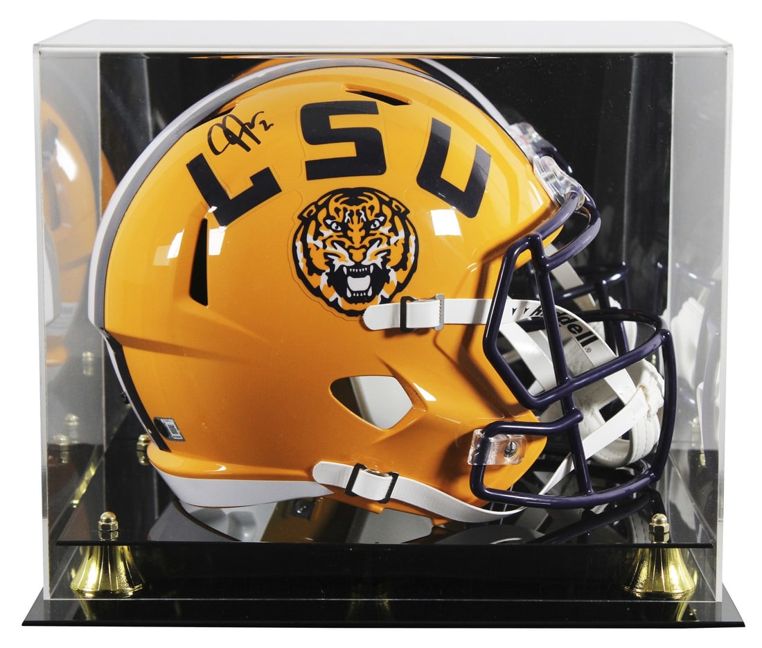 Justin Jefferson autographed LSU Speed replica helmet with display case BAS (1 of 4)