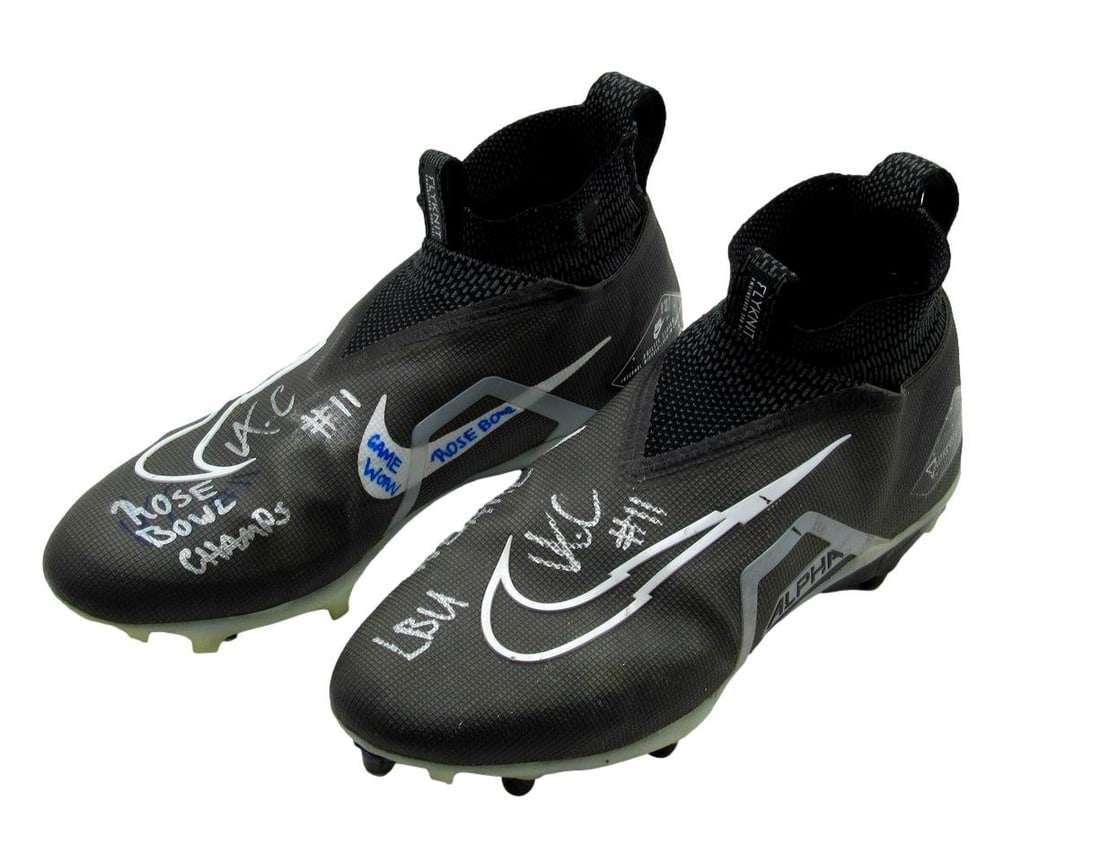 Game Worn Abdul Carter Autographed 2023 Rose Bowl Penn State Cleats: Game Worn Abdul Carter Autographed 2023 Rose Bowl Penn State Cleats These are game worn cleats from the 2023 Rose Bowl, used by Abdul Carter during his freshman season with the Penn State Nittany Lion