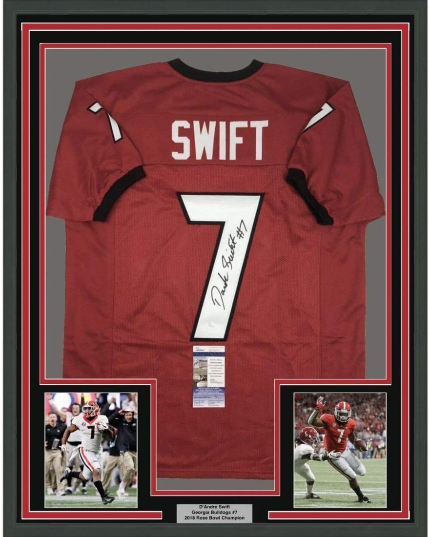 Framed Georgia Bulldogs D'Andre Swift Signed Jersey JSA COA 33x42 (1 of 2)