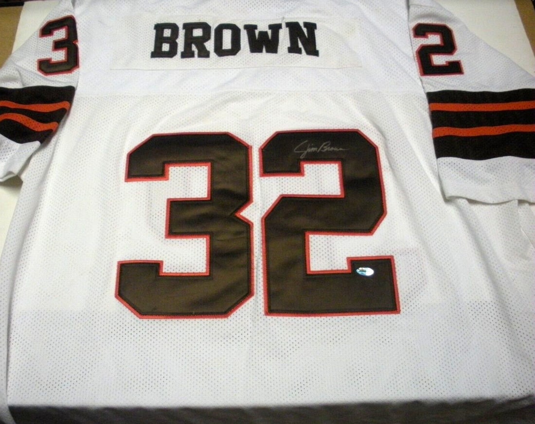 Signed Mitchell and Ness Jersey Jim Brown Cleveland Browns with COA: Signed Mitchell and Ness Jersey Jim Brown Cleveland Browns with COA This is an official licensed Mitchell & Ness jersey signed by Jim Brown of the Cleveland Browns. The jersey is pre-owned and comes w