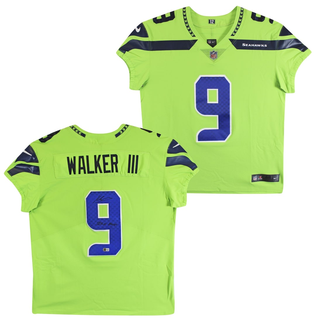 Kenneth Walker III Signed Seahawks Neon Green Nike Elite Jersey Beckett Witnessed (1 of 5)