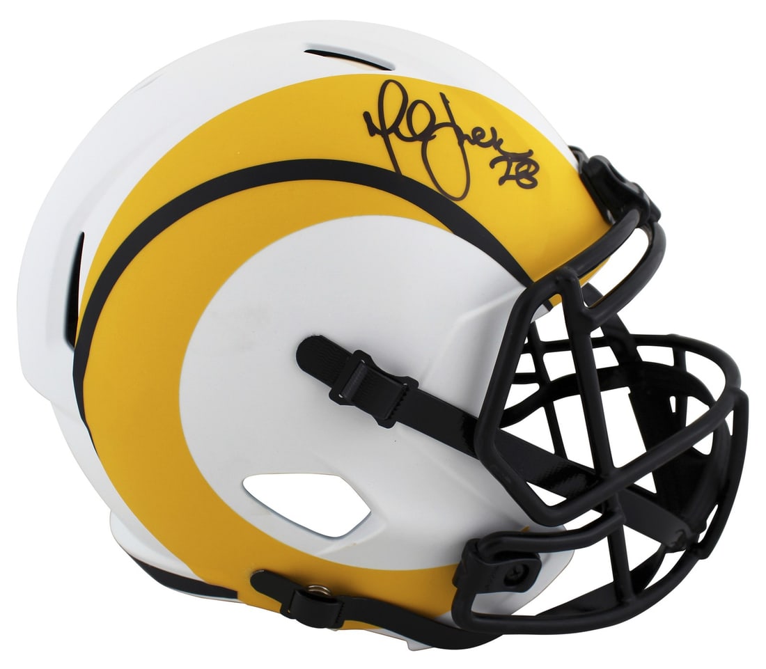 Marshall Faulk Signed Lunar Riddell Full Size Helmet BAS Witnessed Rams (1 of 3)