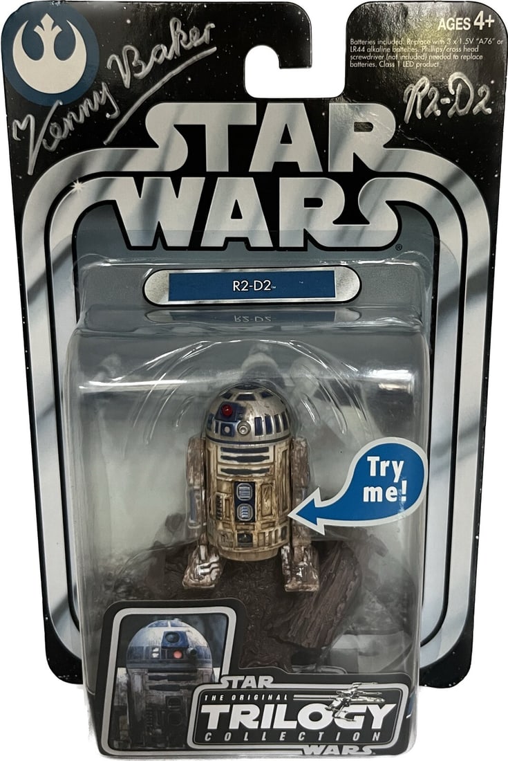 Beckett Authenticated Kenny Baker Signed R2-D2 Star Wars Action Figure 2004: Beckett Authenticated Kenny Baker Signed R2-D2 Star Wars Action Figure 2004 This is an original 2004-05 Star Wars The Original Trilogy Collection R2-D2 action figure produced by Hasbro. The figure is 