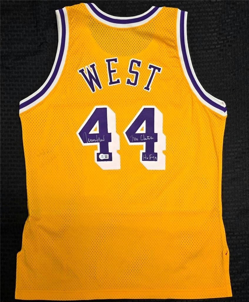 Jerry West Autographed Lakers Pro Cut Jersey Beckett Authenticated: Jerry West Autographed Lakers Pro Cut Jersey Beckett Authenticated This 1992-93 Authentic Pro Cut Los Angeles Lakers jersey is signed by Jerry West, featuring his nickname "Mr. Clutch" and "HOF 79" in