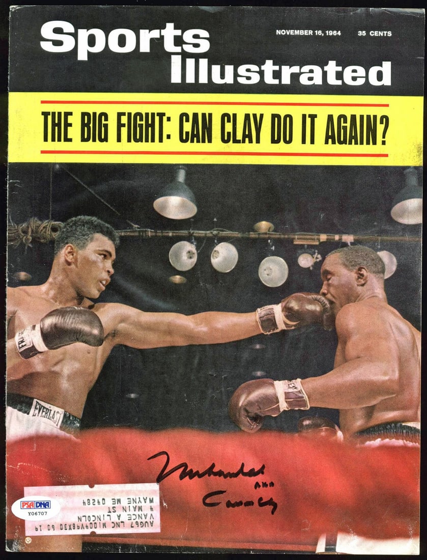 Autographed 1964 Sports Illustrated Cover Signed by Muhammad Ali PSA/DNA COA: Autographed 1964 Sports Illustrated Cover Signed by Muhammad Ali PSA/DNA COA This is an original 1964 Sports Illustrated magazine cover personally signed by Muhammad Ali. The autographed cover is auth