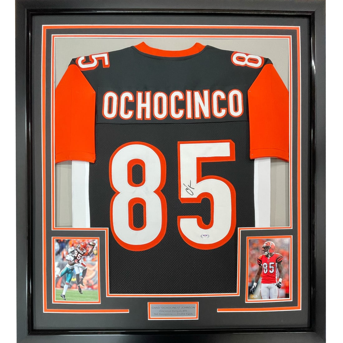 Chad Ochocinco JSA Framed Black Bengals Jersey 33x42 (1 of 2)