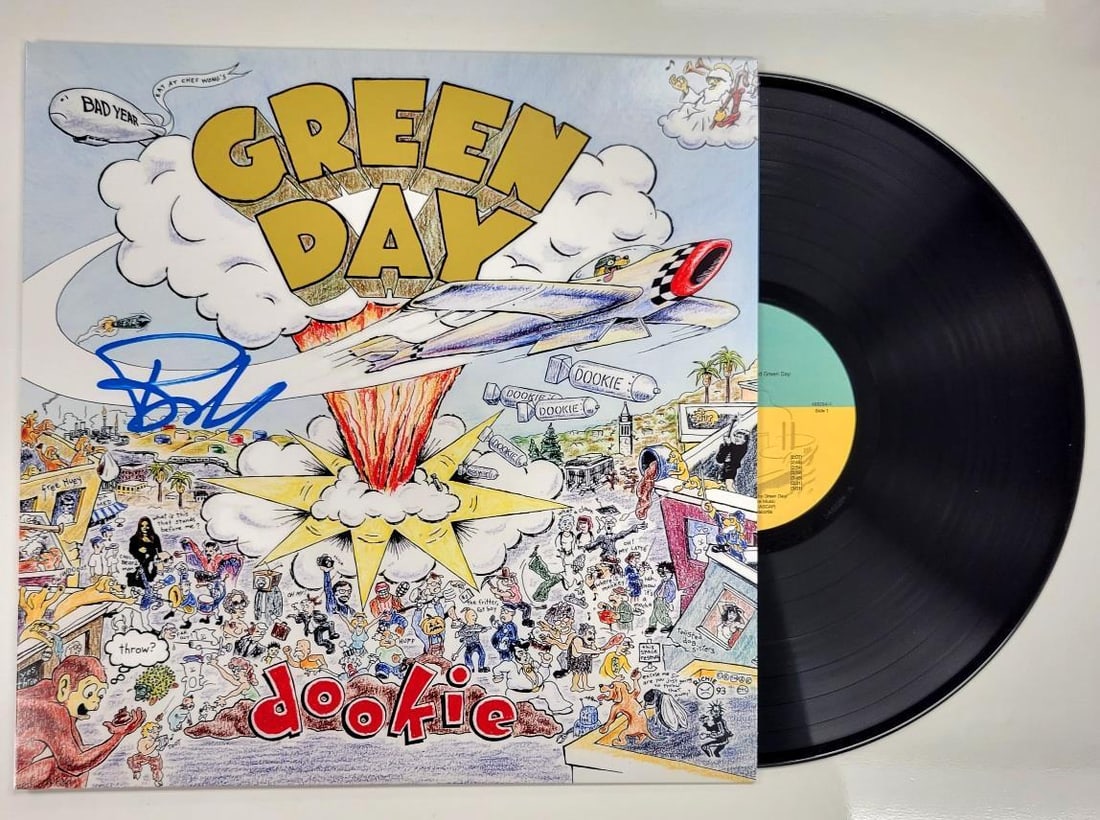 Green Day Dookie Album Cover Autographed by Billie Joe Armstrong Beckett Authenticated (1 of 5)