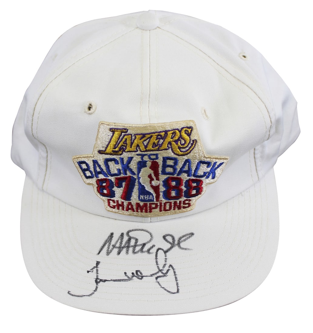 1987-88 NBA Champions Hat signed by Magic Johnson and James Worthy BAS: 1987-88 NBA Champions Hat signed by Magic Johnson and James Worthy BAS Original 1987-88 NBA Champions twill hat personally signed by Magic Johnson and James Worthy. This Los Angeles Lakers collectible