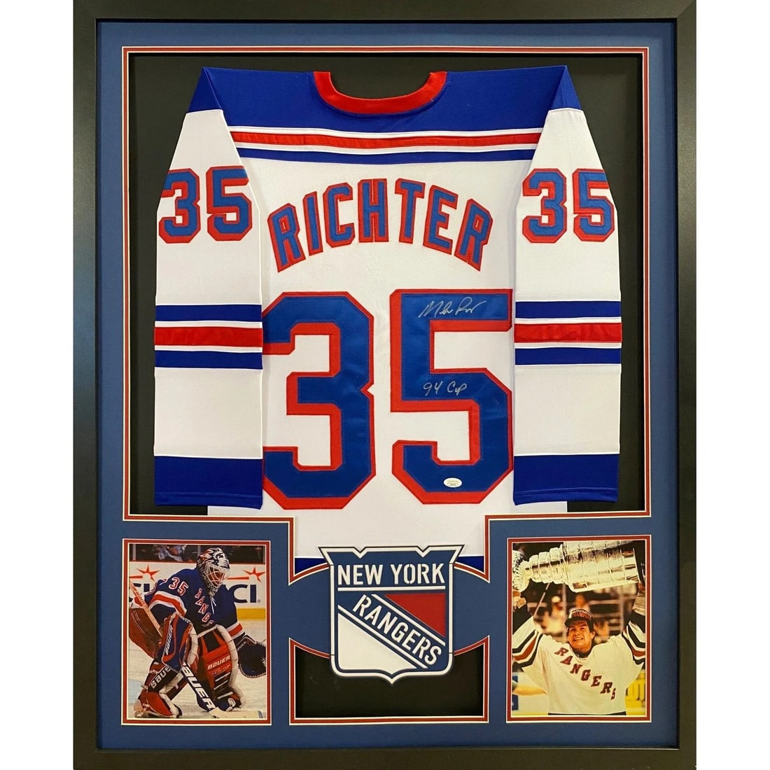 Mike Richter Autographed Framed Jersey New York Rangers JSA Certified: Mike Richter Autographed Framed Jersey New York Rangers JSA Certified This autographed Mike Richter framed jersey is a must-have for any New York Rangers fan. Authenticated by JSA, a trusted name in s