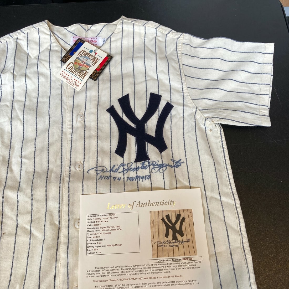 Phil Rizzuto Signed 1950 MVP New York Yankees Jersey with JSA COA: Phil Rizzuto Signed 1950 MVP New York Yankees Jersey with JSA COA Celebrate the legacy of Phil Rizzuto with this authentic New York Yankees jersey, signed by the MVP of 1950 and Hall of Fame inductee 