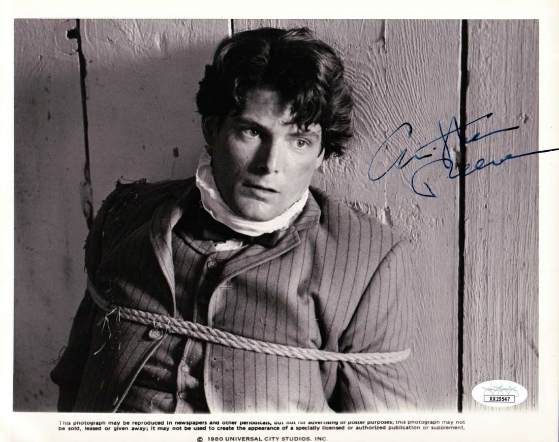8x10 Photograph Signed by Christopher Reeve for Somewhere in Time JSA Authenticated: 8x10 Photograph Signed by Christopher Reeve for Somewhere in Time JSA Authenticated This is an original 8x10 photograph from the film "Somewhere in Time," autographed by Christopher Reeve. The signatu