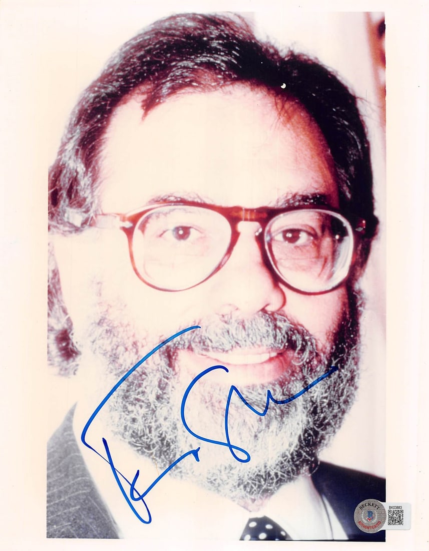 Beckett Signed 8x10 Photo Francis Ford Coppola The Godfather: Beckett Signed 8x10 Photo Francis Ford Coppola The Godfather This is an 8x10 photograph personally signed by Francis Ford Coppola, director of The Godfather. The autograph has been authenticated by Be