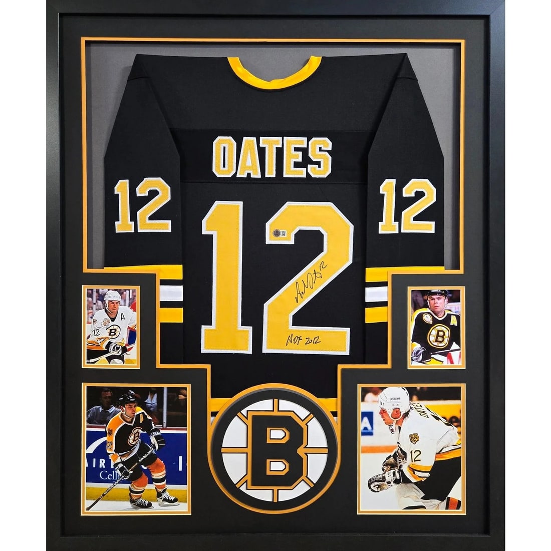 Adam Oates Signed Framed Jersey Boston Bruins Beckett Authenticated 42x34: Adam Oates Signed Framed Jersey Boston Bruins Beckett Authenticated 42x34 This is an autographed Adam Oates framed jersey from the Boston Bruins, authenticated by Beckett, a leader in sports memorabil
