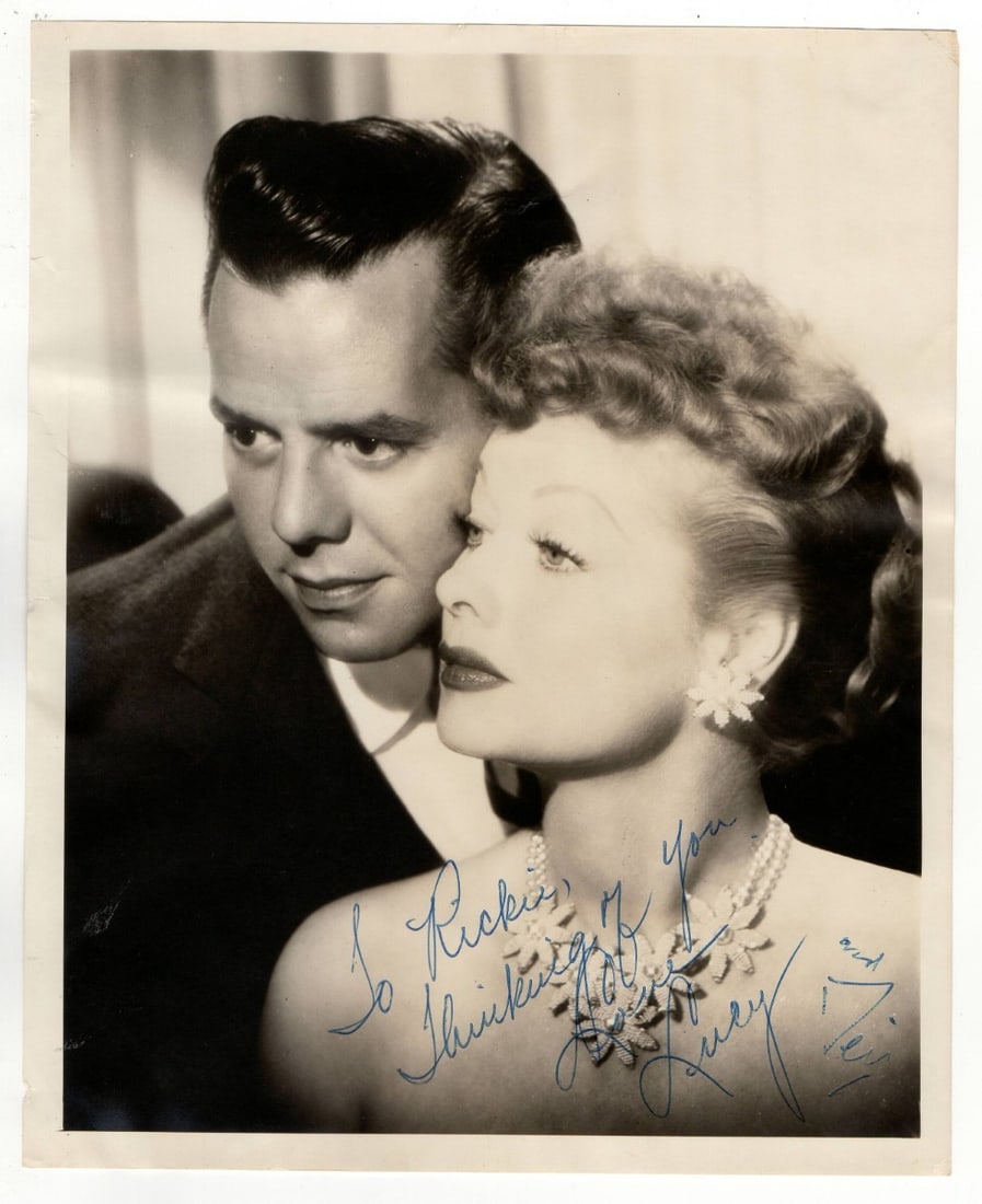Lucille Ball Desi Arnaz Autographed 8X10 Photo I Love Lucy JSA Certified: Lucille Ball Desi Arnaz Autographed 8X10 Photo I Love Lucy JSA Certified This authentic 8x10 photograph features the signatures of iconic television stars Lucille Ball and Desi Arnaz from the beloved 