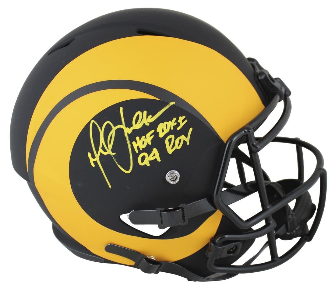 Marshall Faulk Signed Rams Eclipse Speed Replica Helmet Beckett Witnessed (1 of 7)
