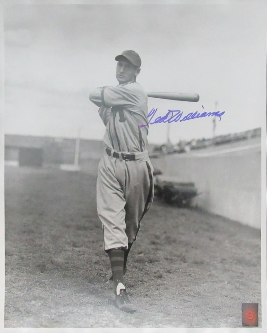Ted Williams Signed 16x20 Black White Photo With Green Diamond Hologram: Ted Williams Signed 16x20 Black White Photo With Green Diamond Hologram This is an original 16x20 black and white photo autographed by Ted Williams, Hall of Famer and legendary player for the Boston R