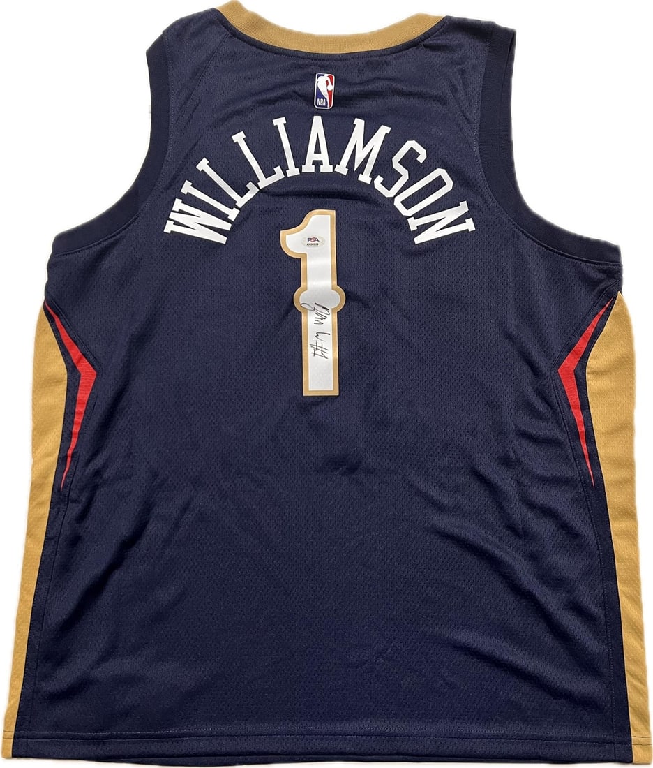 PSA DNA authenticated Zion Williamson autographed Pelicans basketball jersey (1 of 2)