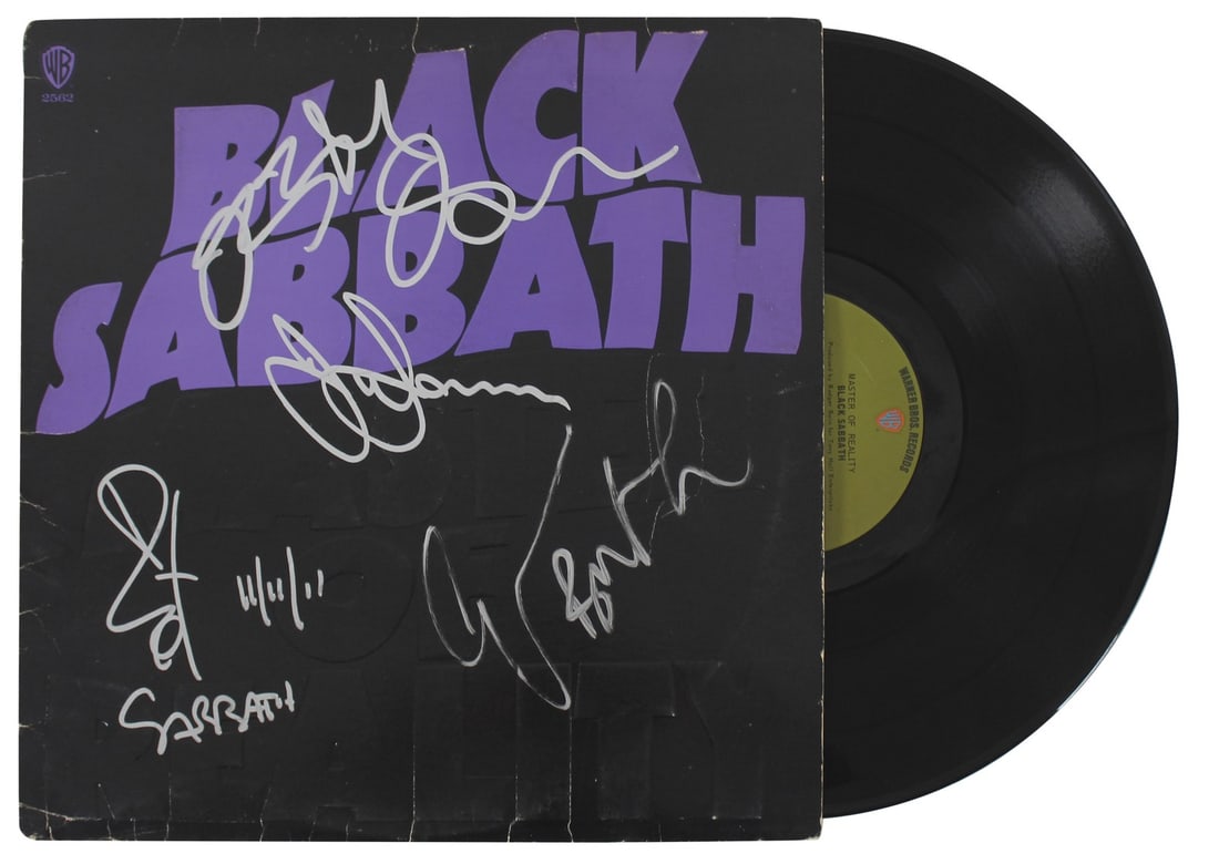 Master of Reality Album Signed by Black Sabbath Band Members PSA Authenticated: Master of Reality Album Signed by Black Sabbath Band Members PSA Authenticated This original "Master of Reality" album cover with vinyl has been personally signed by Ozzy Osbourne, Tony Iommi, Bill Wa