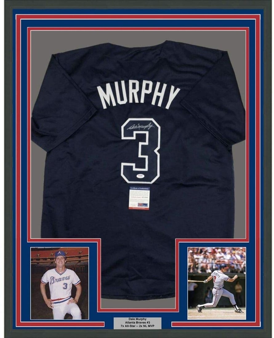 Framed Autographed Dale Murphy Atlanta Braves Jersey PSA/DNA COA 33x42 (1 of 2)