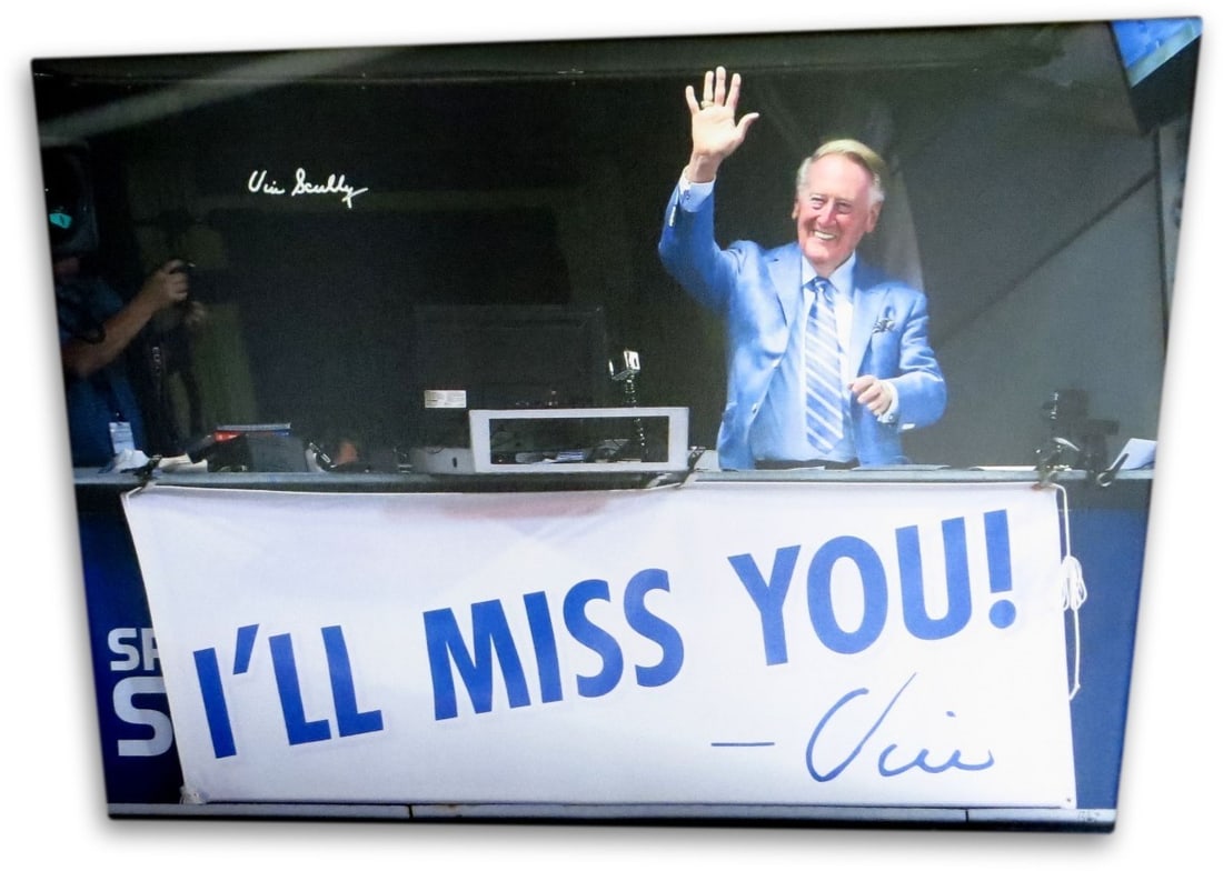 Vin Scully Signed 24x32 Canvas Limited Edition Dodgers random out of #/67: Vin Scully Signed 24x32 Canvas Limited Edition Dodgers random out of #/67 This stunning 24X32 stretched canvas features an iconic image of Vin Scully, the legendary broadcaster for the Los Angeles Dod