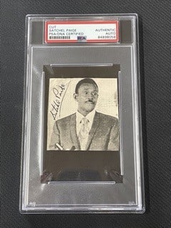 Satchel Paige authentic signed cut baseball auto JSA LOA: Satchel Paige authentic signed cut baseball auto JSA LOA This is an original cut autograph signed by legendary baseball player Satchel Paige. The signature is authenticated and comes with a Letter of 